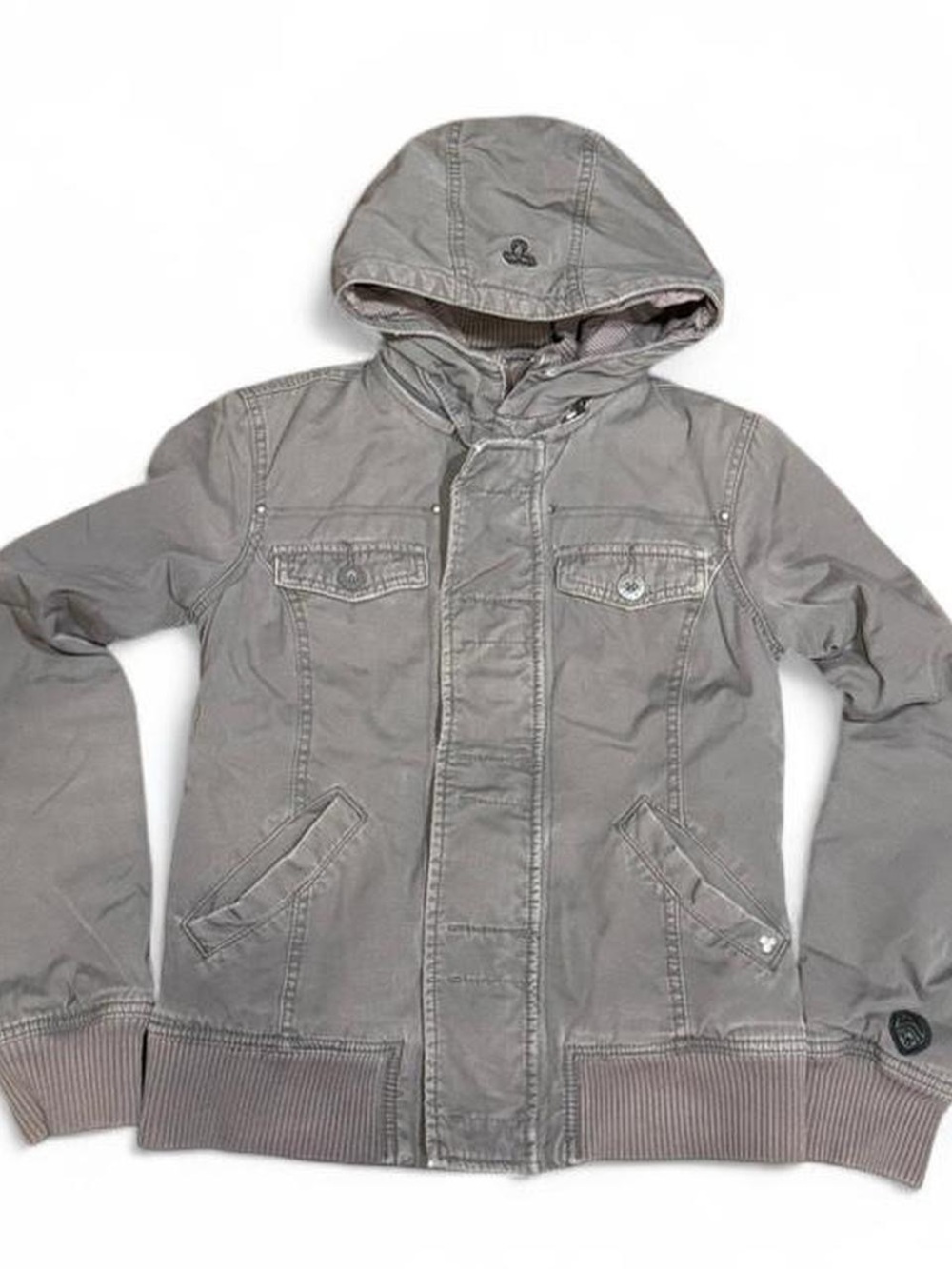 Y2K TNA Utility Grey Plaid Lined Slim Bomber Jacket